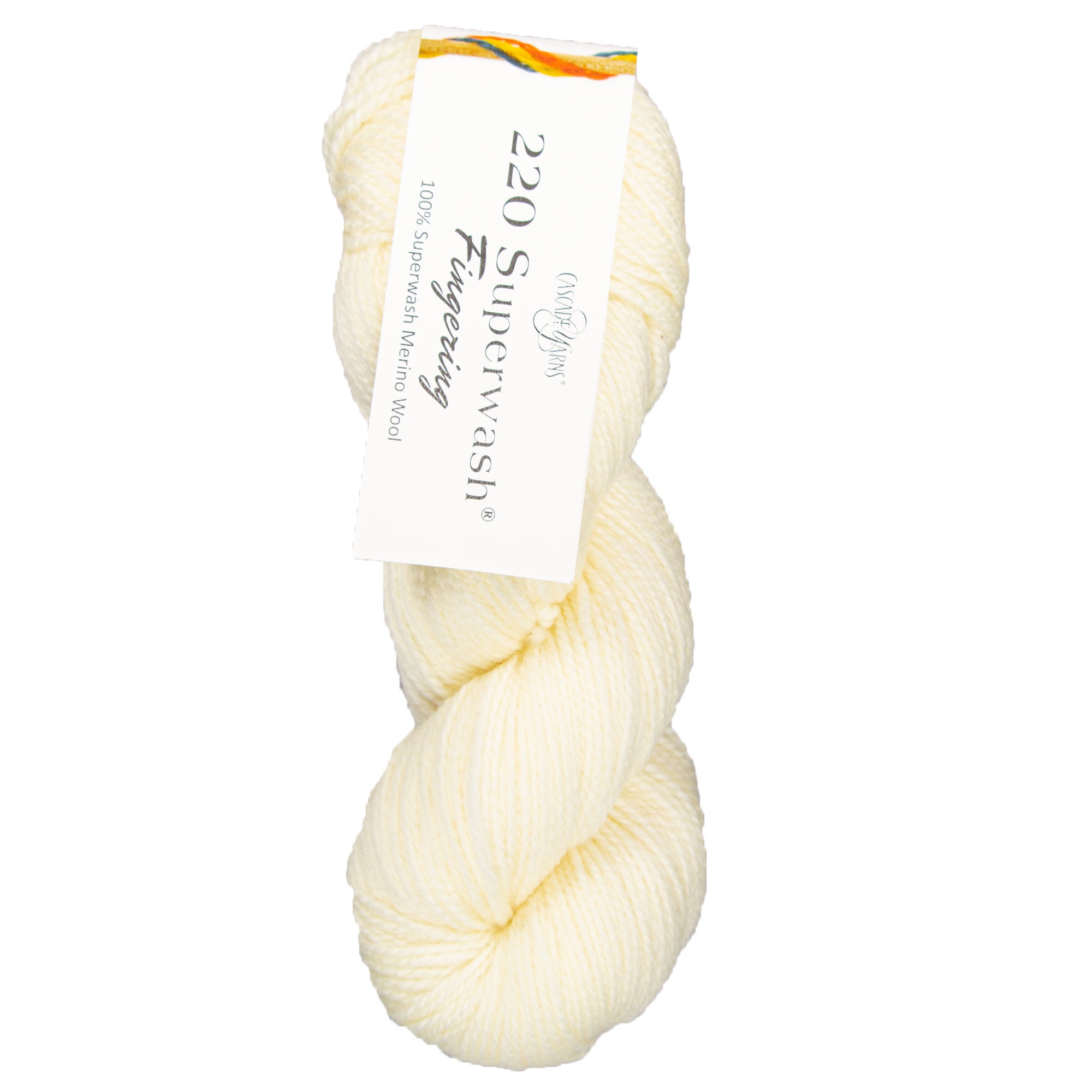 Cascade Yarns 220 Superwash Fingering Yarn - 01 Cream - Zoom Image