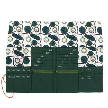 della Q DPN + Circular Case - 1136-1 - Fabric Print Collection - Coffee and Yarn Green - Zoom Image