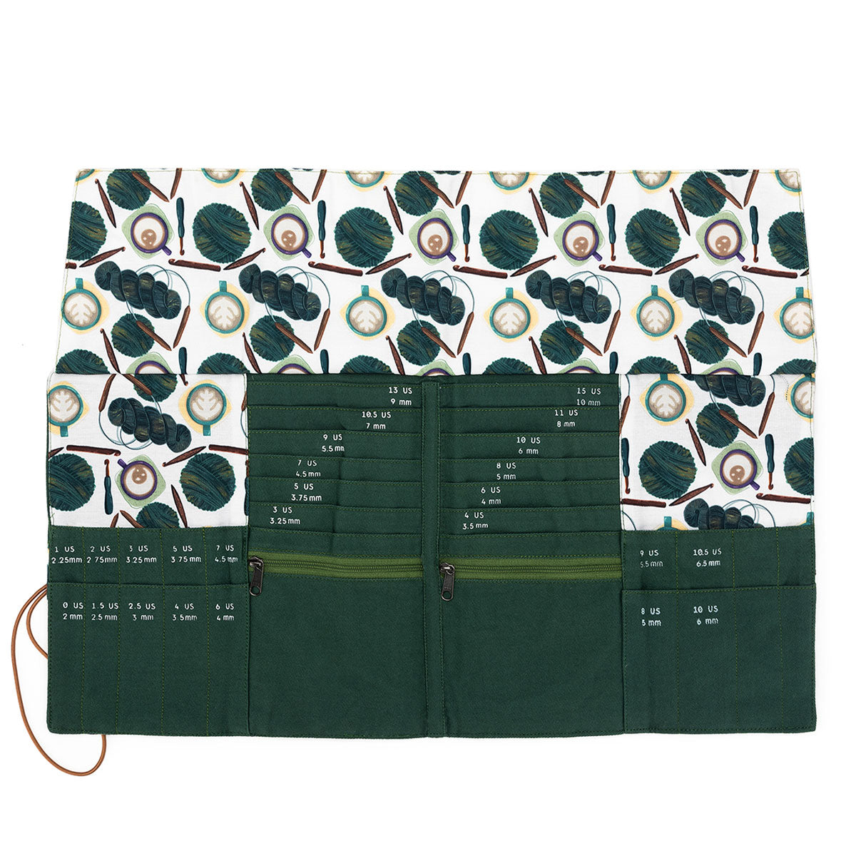 della Q DPN + Circular Case - 1136-1 - Fabric Print Collection - Coffee and Yarn Green - Extra Image
