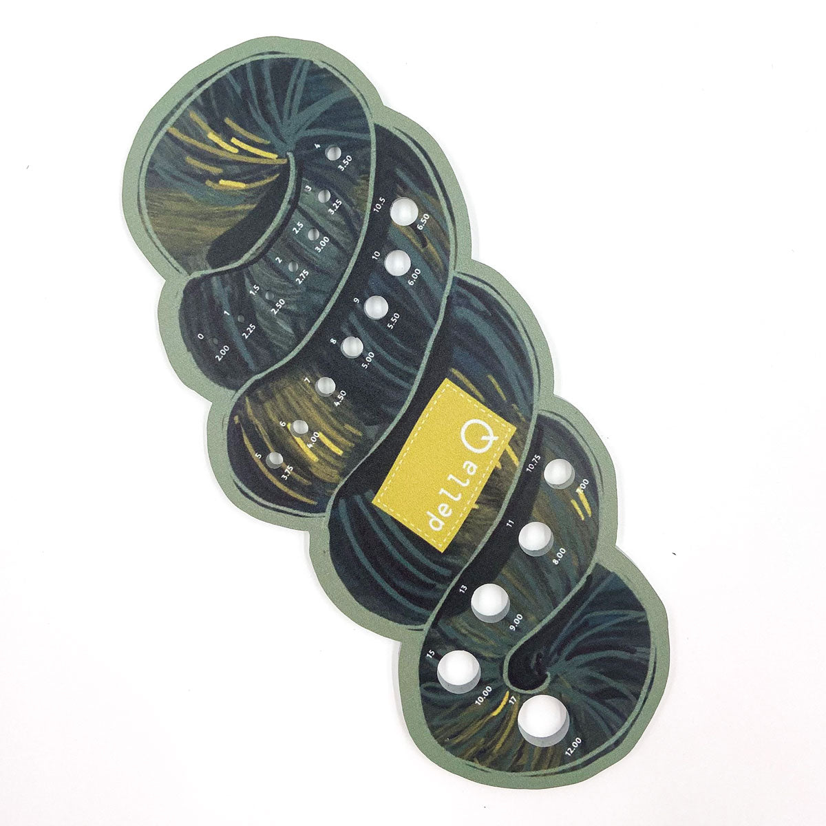 della Q Needle Gauge - Fabric Print Collection - Coffee and Yarn Green - Extra Image
