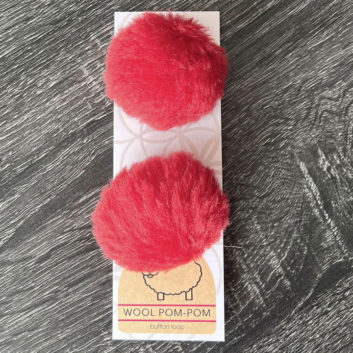 Ikigai Fiber Wool Pom Poms - Red Wool Pom 6cm - Extra Image