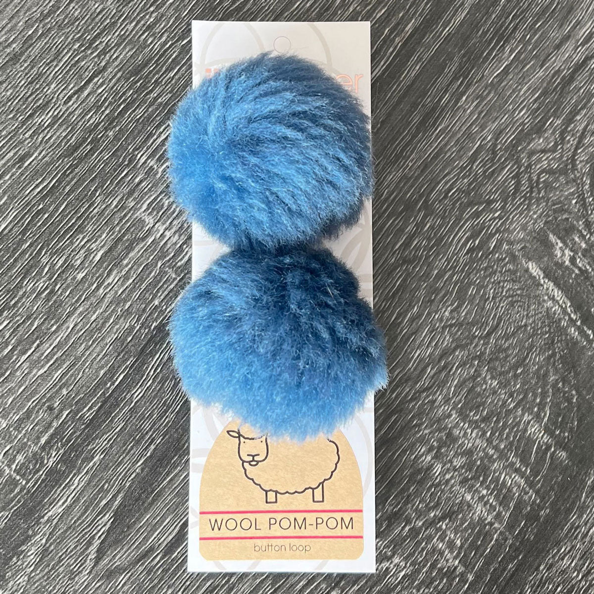 Ikigai Fiber Wool Pom Poms - Blue Wool Pom 6cm - Extra Image

