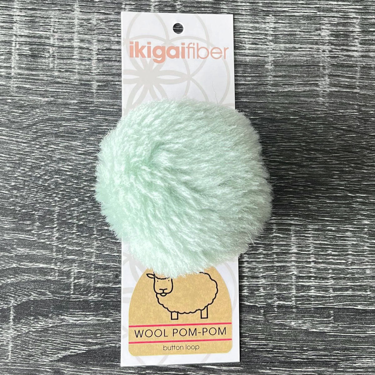Ikigai Fiber Wool Pom Poms - Mint Wool Pom 8cm - Extra Image