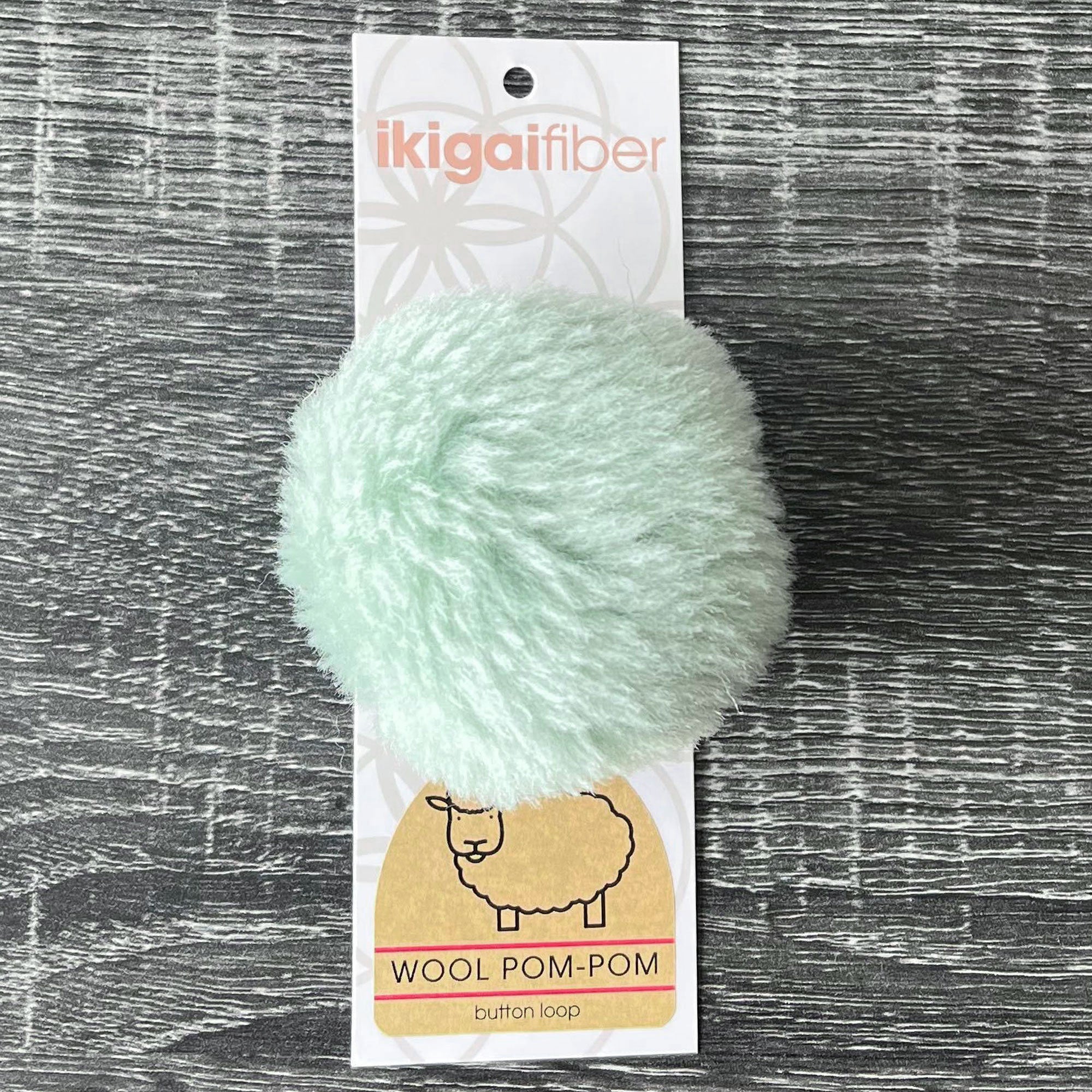 Ikigai Fiber Wool Pom Poms - Mint Wool Pom 8cm - Zoom Image