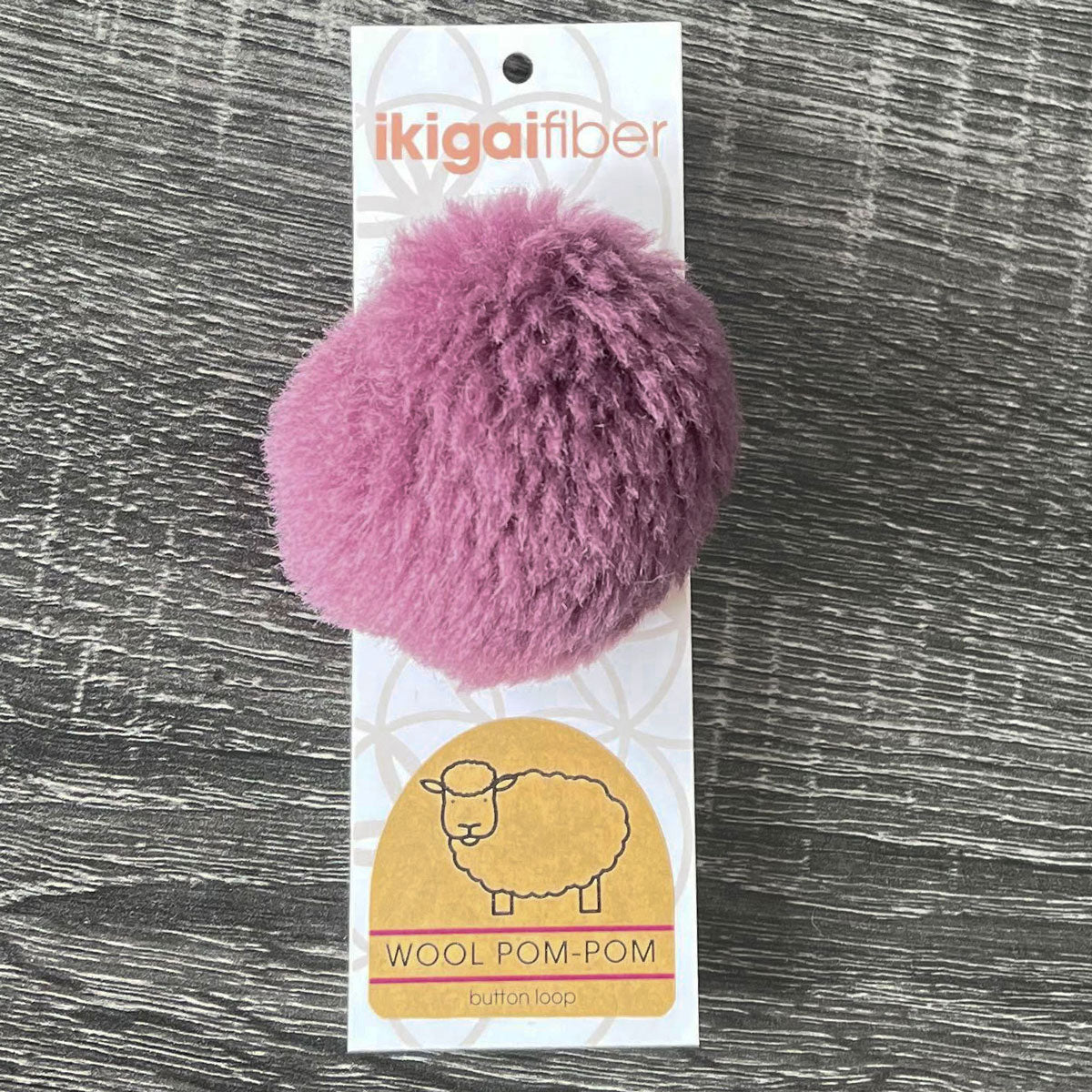 Ikigai Fiber Wool Pom Poms - Mauve Wool Pom 8cm - Extra Image