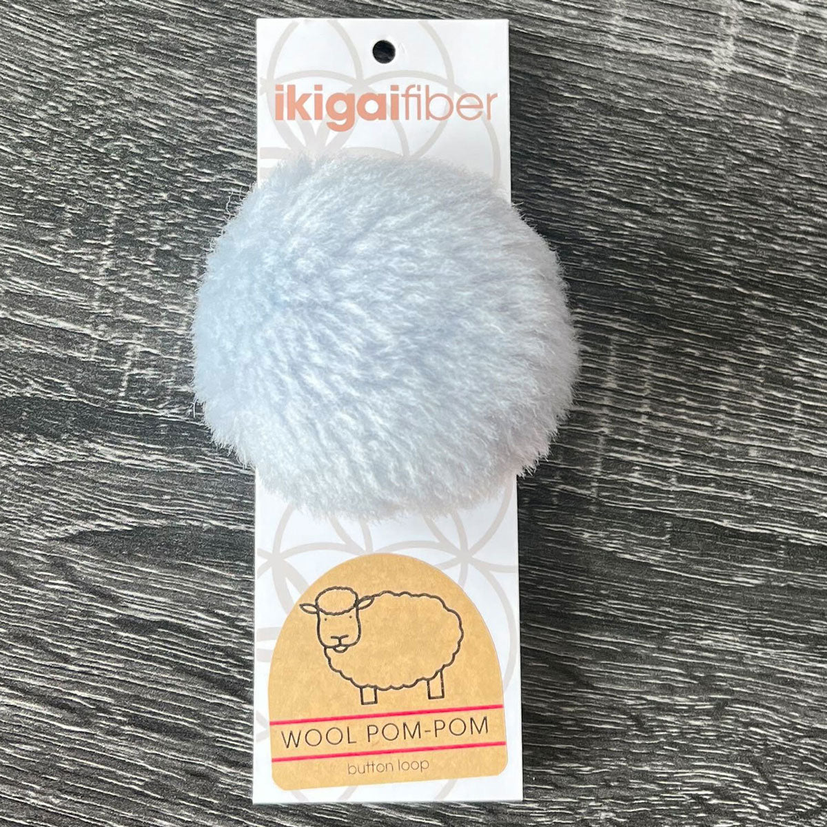 Ikigai Fiber Wool Pom Poms - Light Grey Wool Pom 8cm - Extra Image

