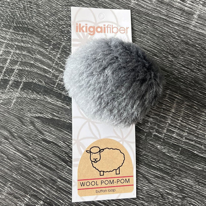 Ikigai Fiber Wool Pom Poms - Grey Wool Pom 8cm - Extra Image