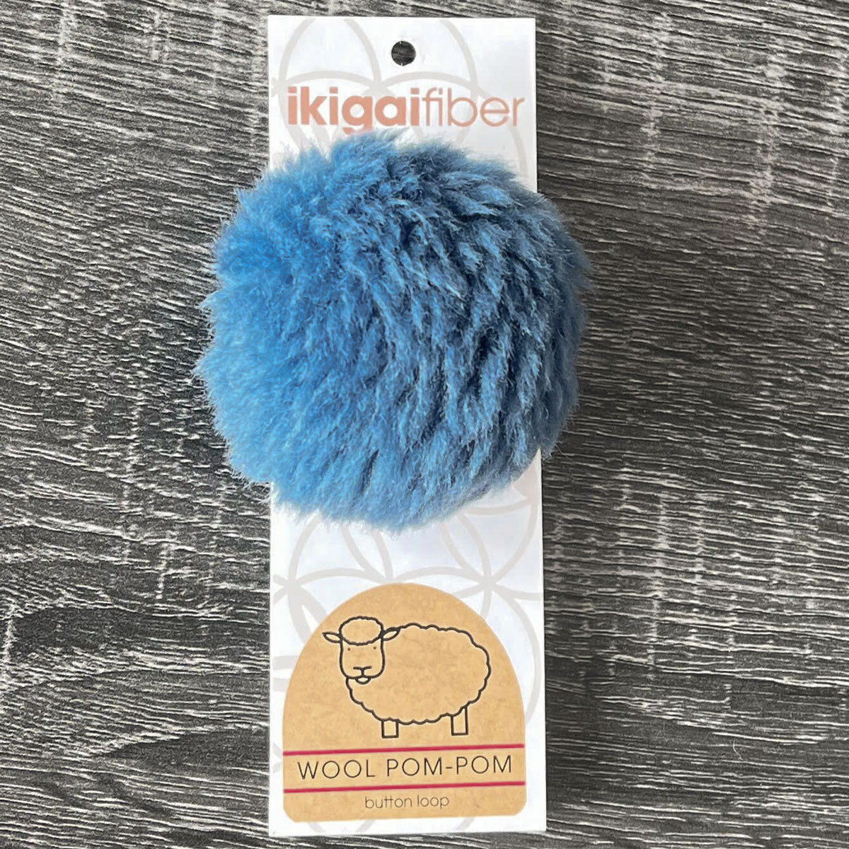 Ikigai Fiber Wool Pom Poms - Blue Wool Pom 8cm - Extra Image