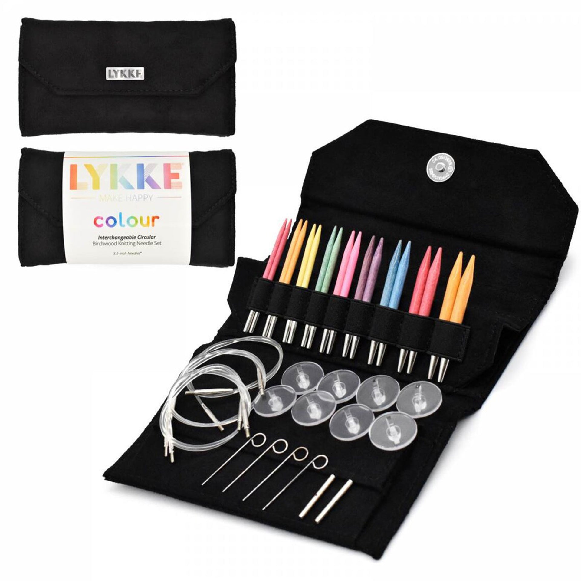 LYKKE Crafts Birchwood Interchangeable Needle Sets - Colour - Black Case - 3.5' Tips  US 3-10.5 - Zoom Image
