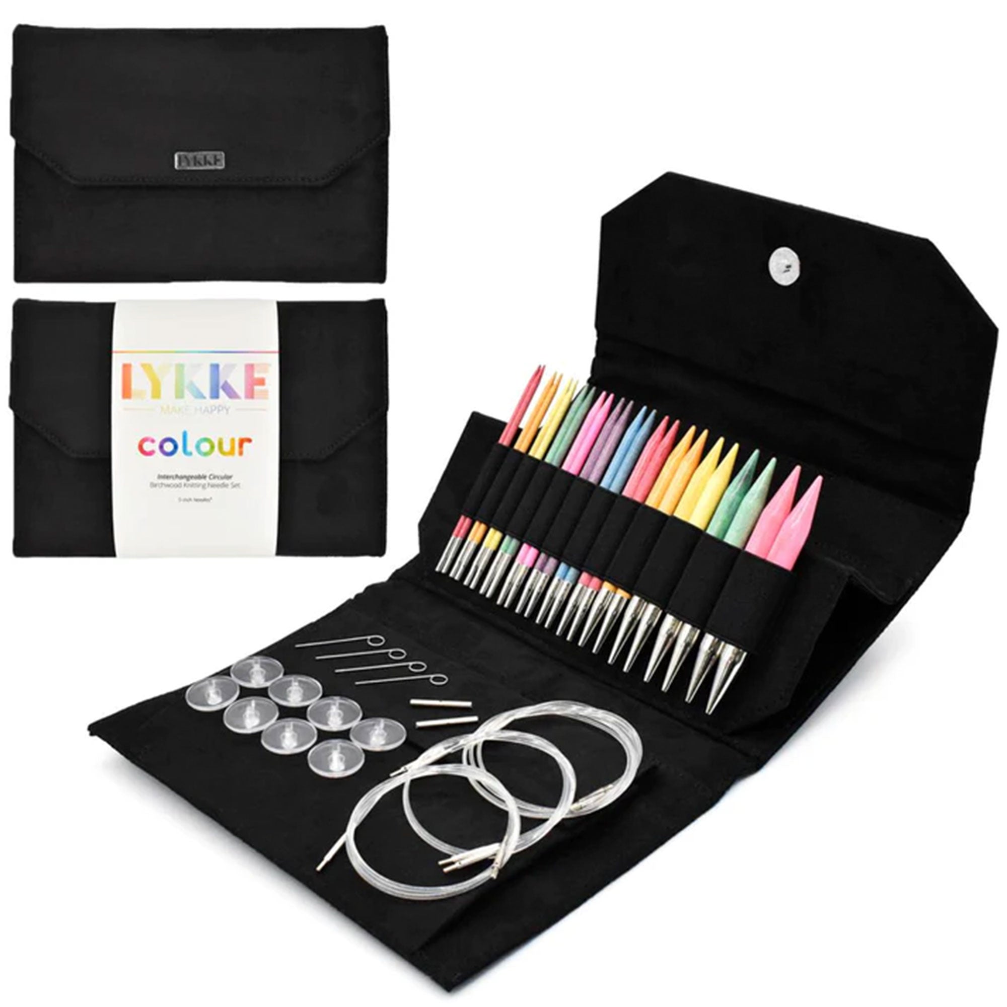 LYKKE Crafts Birchwood Interchangeable Needle Sets - Colour - Black Case - 5" Tips US 4-17 - Zoom Image