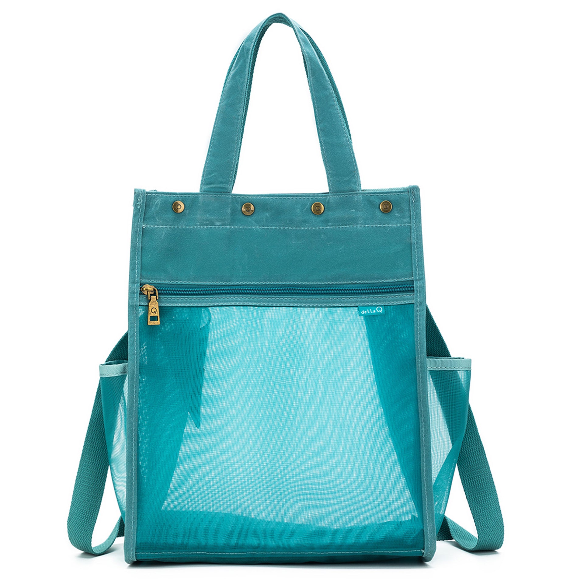 della Q Maker's Tall Mesh Tote - Teal - Zoom Image
