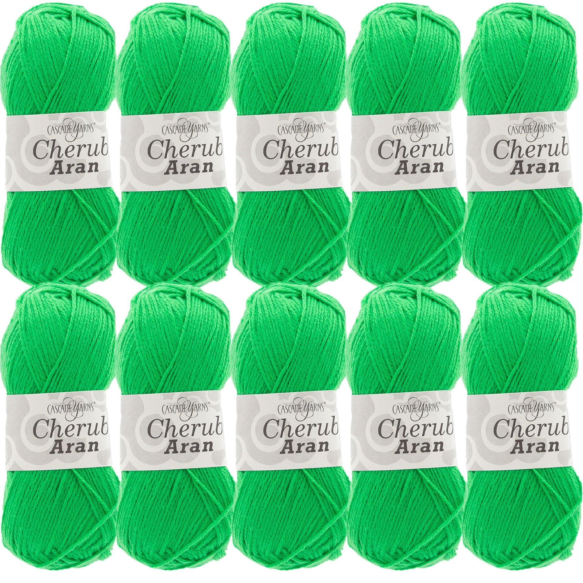 Cascade Yarns Cherub Aran Yarn - 98 Vibrant Green - 10-Pack - Zoom Image
