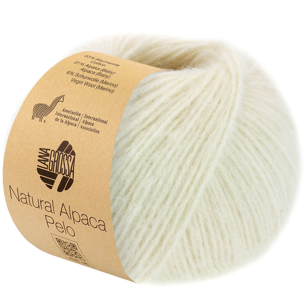 Lana Grossa Natural Alpaca Pelo Yarn - 01 Off White - Extra Image
