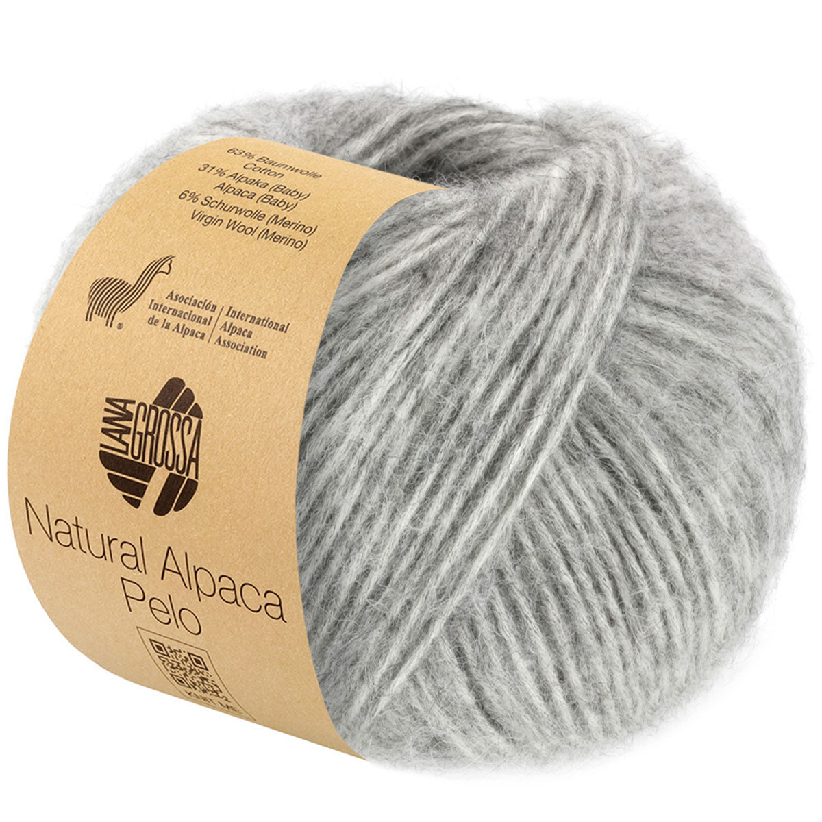 Lana Grossa Natural Alpaca Pelo Yarn - 03 Light Grey Melange - Extra Image
