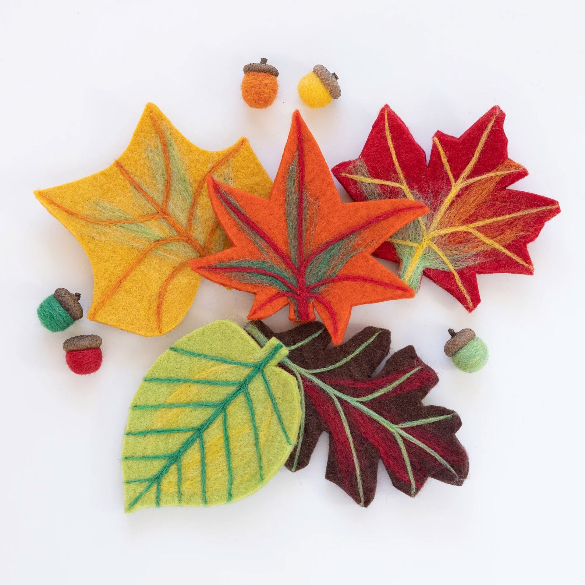 Felted Sky Sculpting With Wool Needle Felting Kits - Fall Leaves & Acorns - Zoom Image
