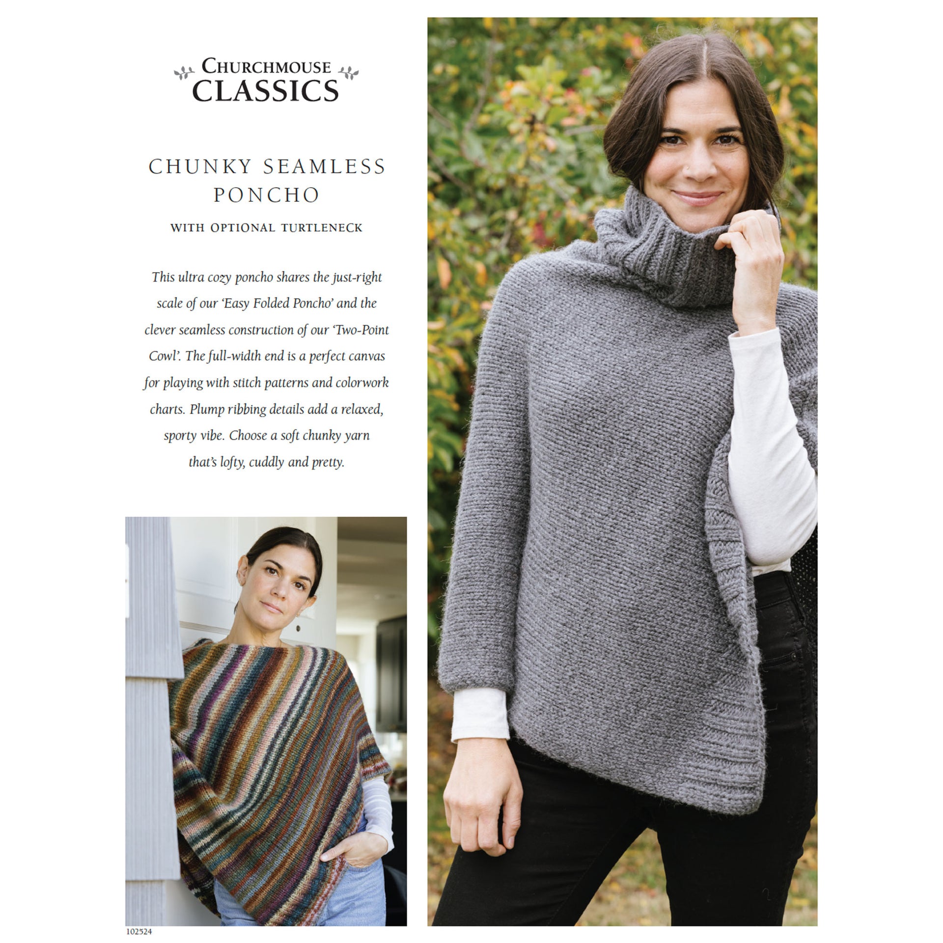 Churchmouse Classics Patterns - Chunky Seamless Poncho - Zoom Image
