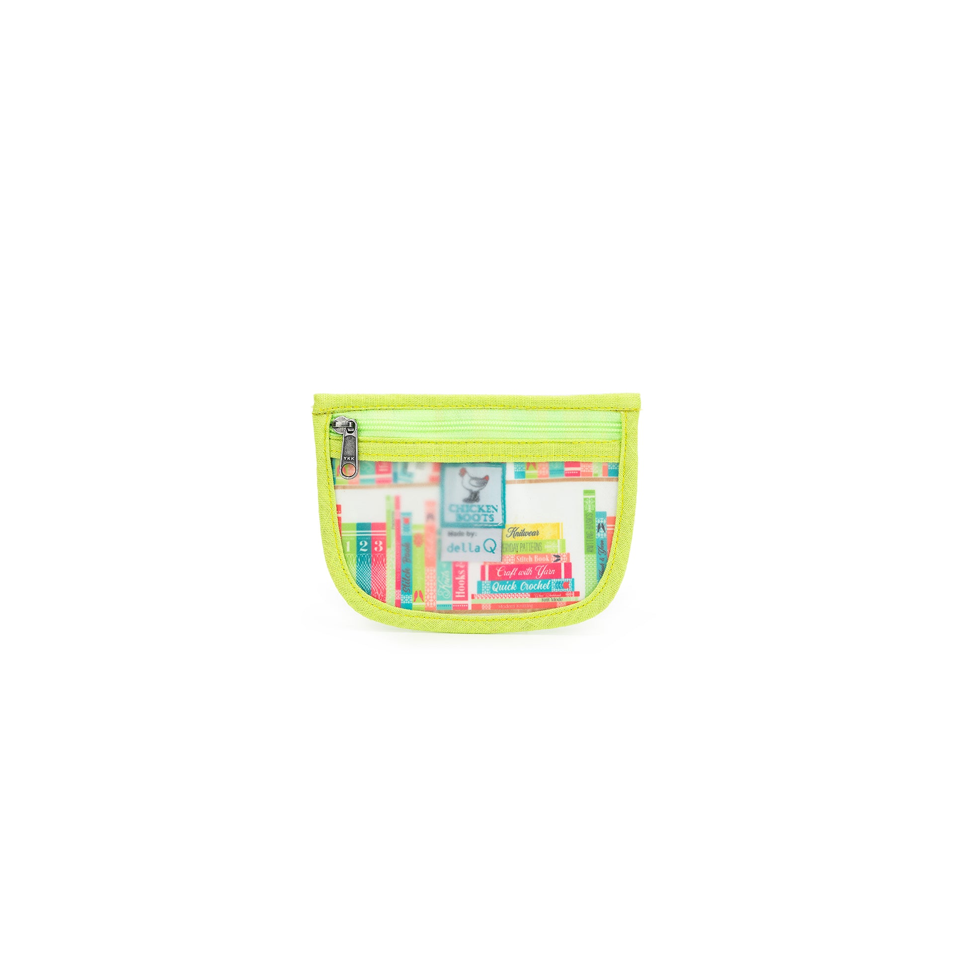 della Q Chicken Boots Stitch Marker Pouch - *Linen - Library - Lime
