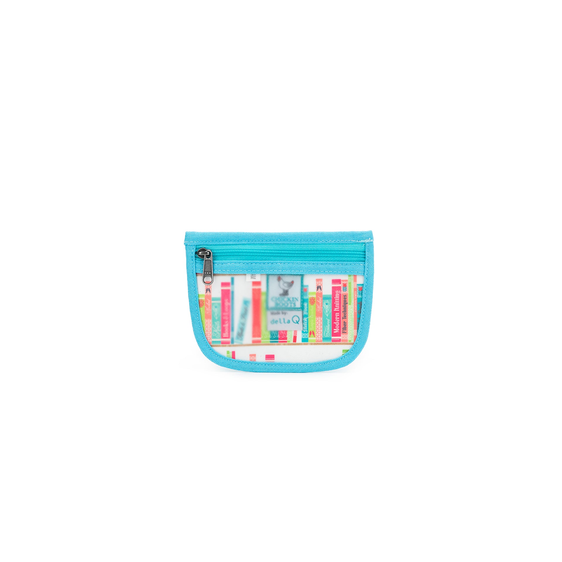 della Q Chicken Boots Stitch Marker Pouch - *Linen - Library - Sky
