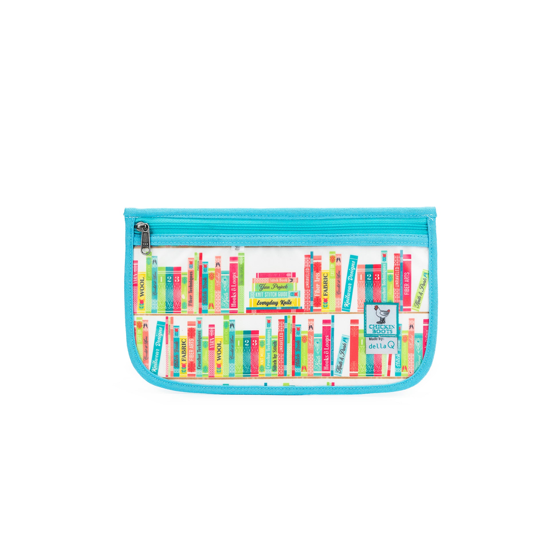 della Q Chicken Boots Notions Case - *Linen - Library - Sky
