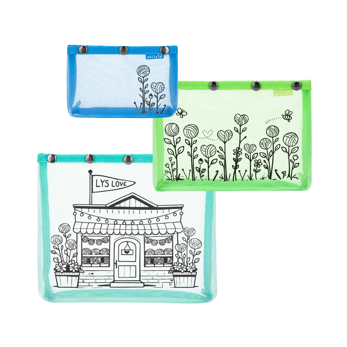 della Q Flat Oh Snap Sack Set -  LYS Day 2026 - S/M/L Green/Teal/Blue
