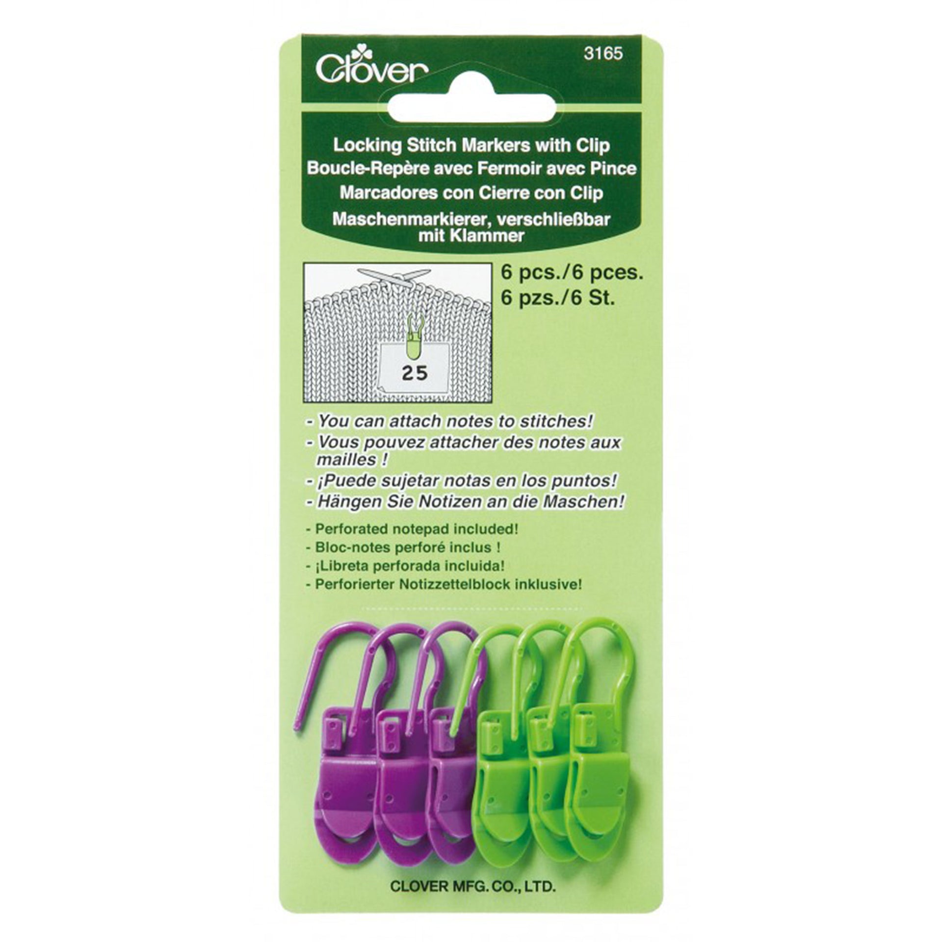 Clover Stitch Markers - Locking Stitch Markers with Clip - Zoom Image
