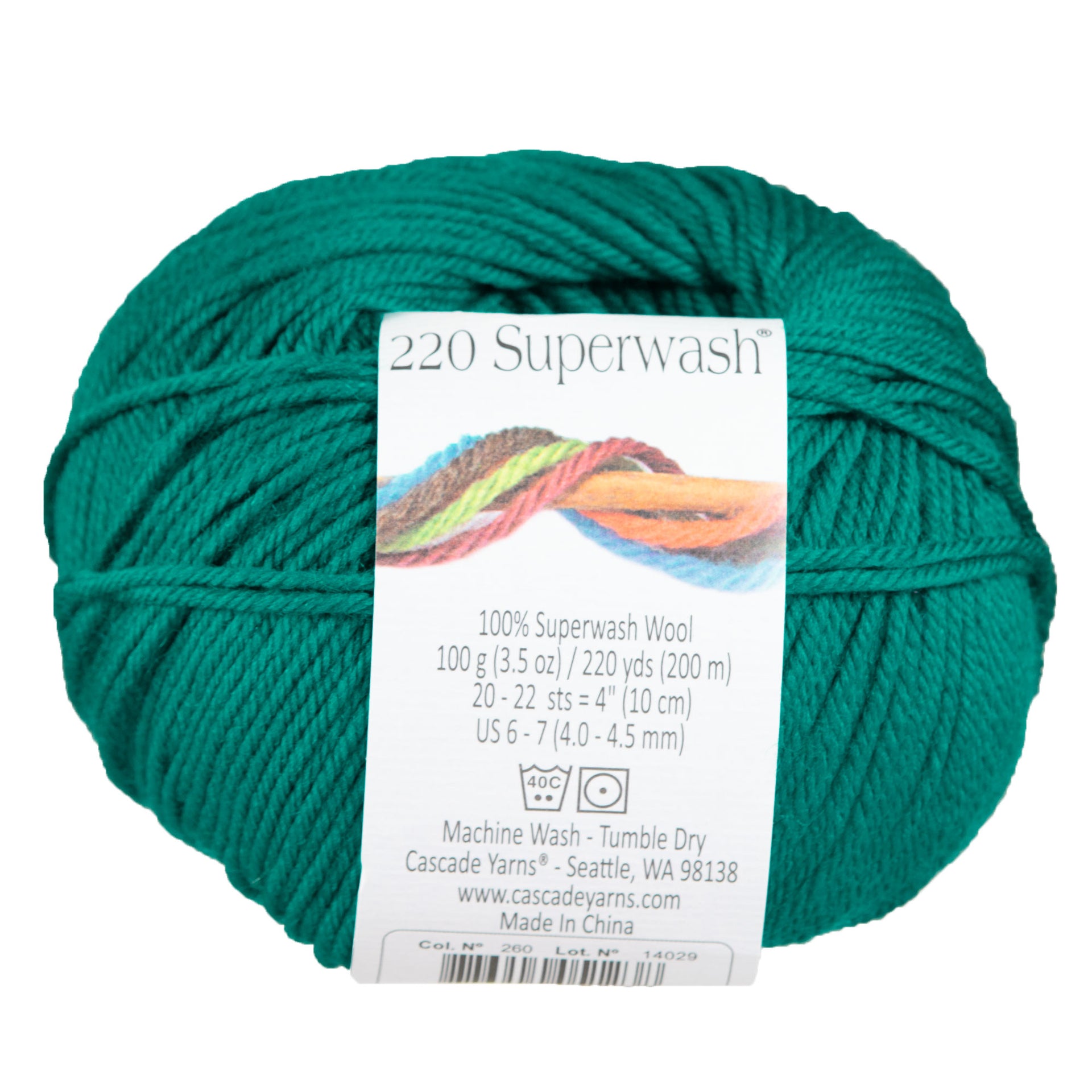 Cascade Yarns 220 Superwash Yarn - 0260 Deep Teal - Zoom Image
