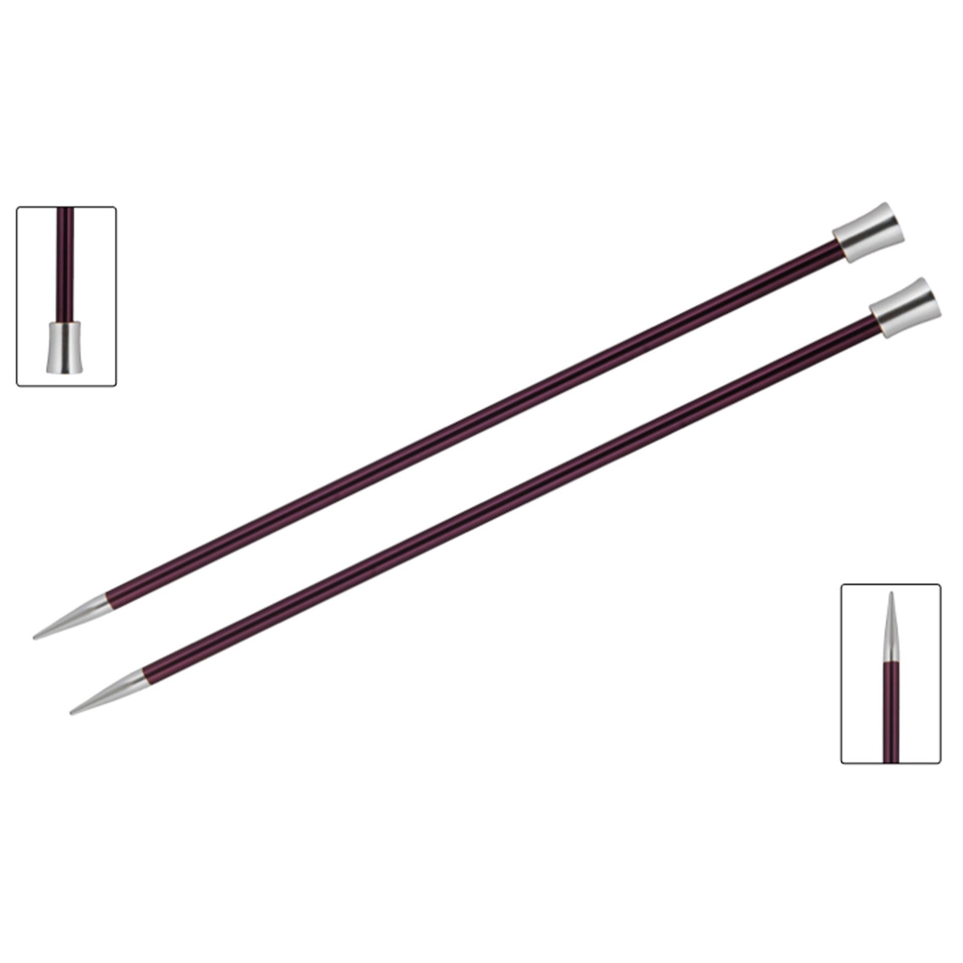 KnitPro Zing Single Pointed Needles - US 10 (6.0mm) - 10" Purple Velvet - Zoom Image
