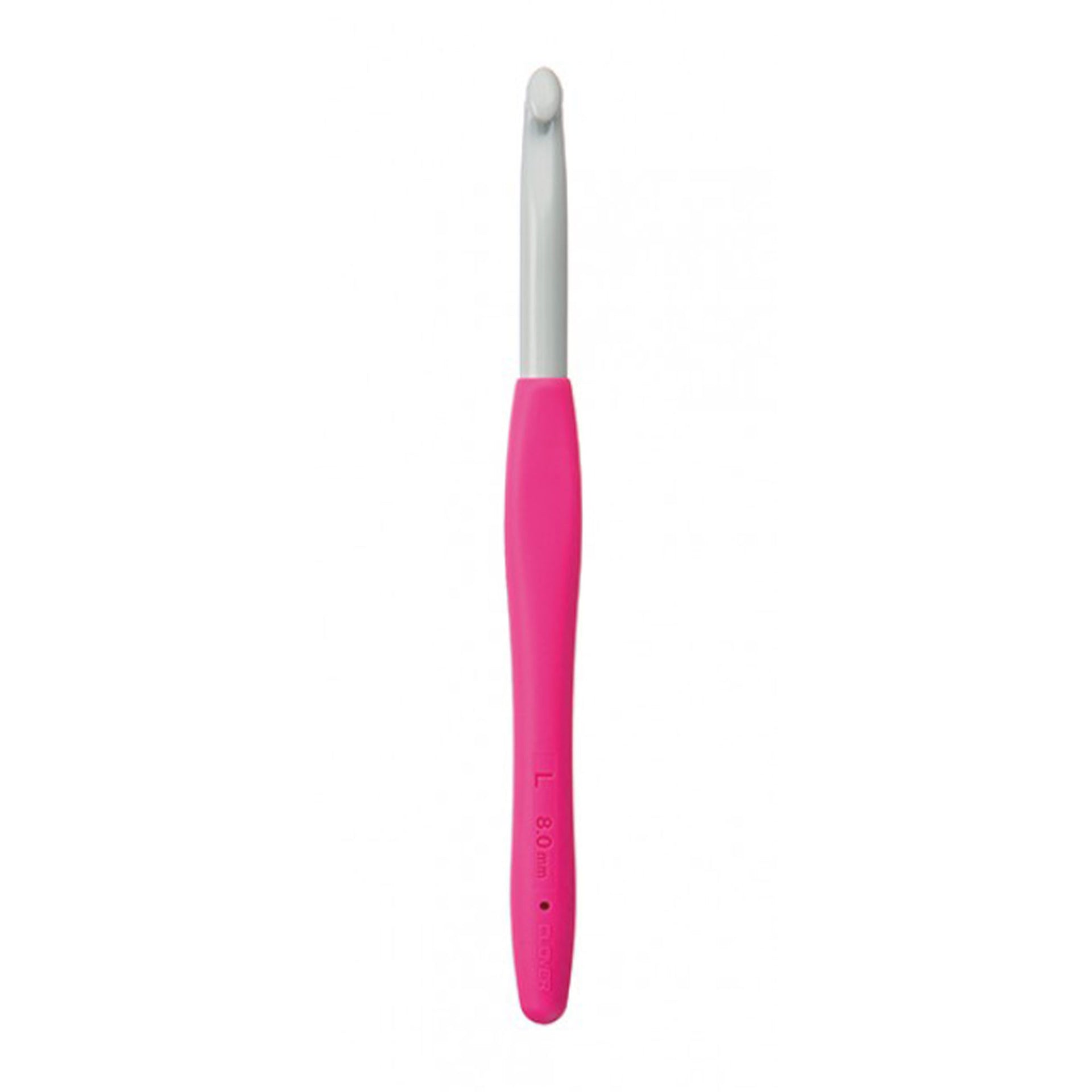 Clover Amour Crochet Hooks- Aluminum Needles - Size L (8.0mm) Hot Pink - Zoom Image
