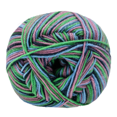 Lana Grossa Meilenweit 100 Merino Extrafine Cosy Yarn - 6165 Old Pink/Purple/Turquoise/Black Green