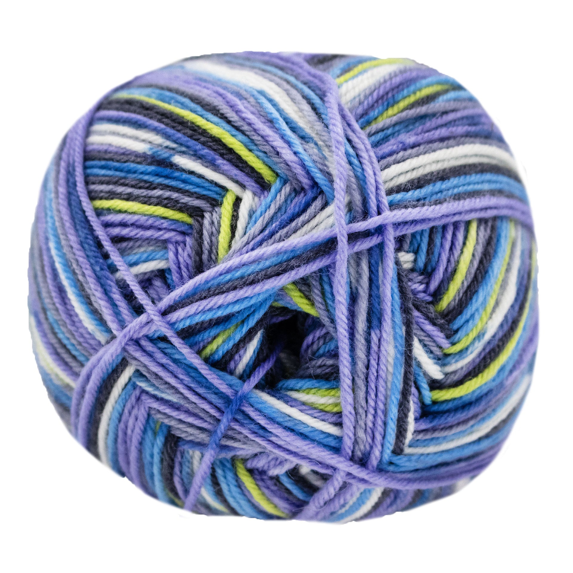 Lana Grossa Meilenweit 100 Merino Extrafine Rosanna Yarn - 3336 White/Petrol/Greys/Violet/Dark Blue/Light Green/Turqu...
