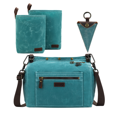 della Q Maker's Canvas Rucksack + Maker's Canvas Knit Sacks Bundle - Teal